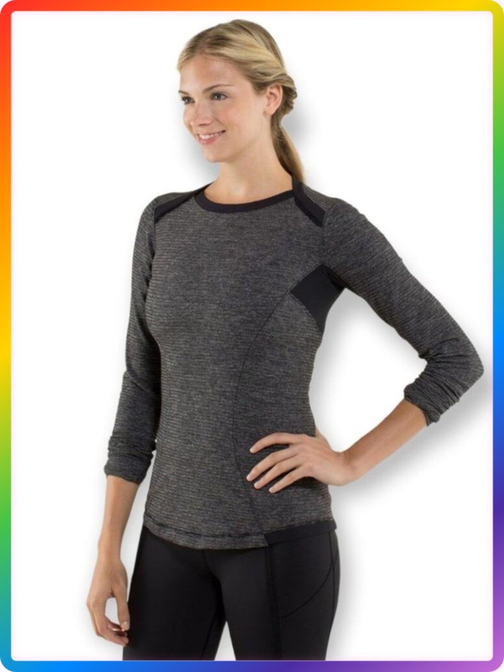 Lululemon Base Runner Long Sleeve Top SIZE 2 Heathered Black Gray Rulu Running